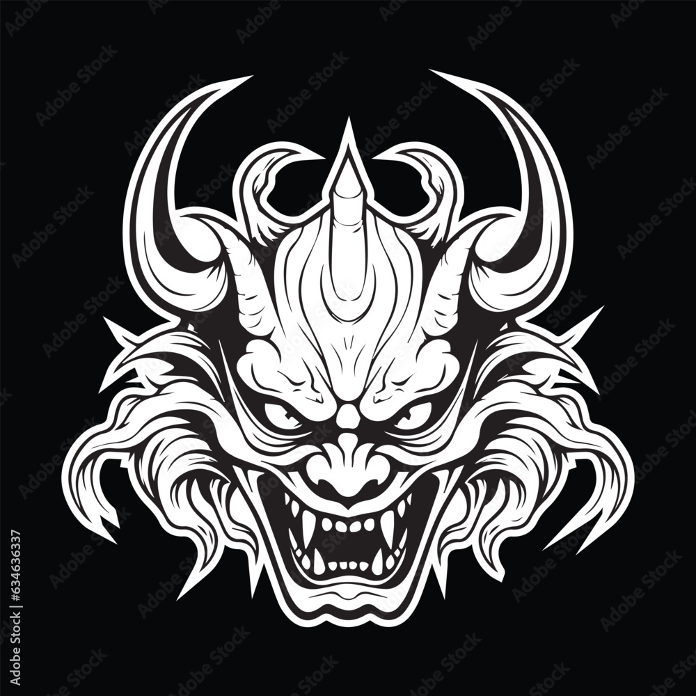 illustration of hannya mask black and white eps vector illustration of hannya mask black and white eps vector