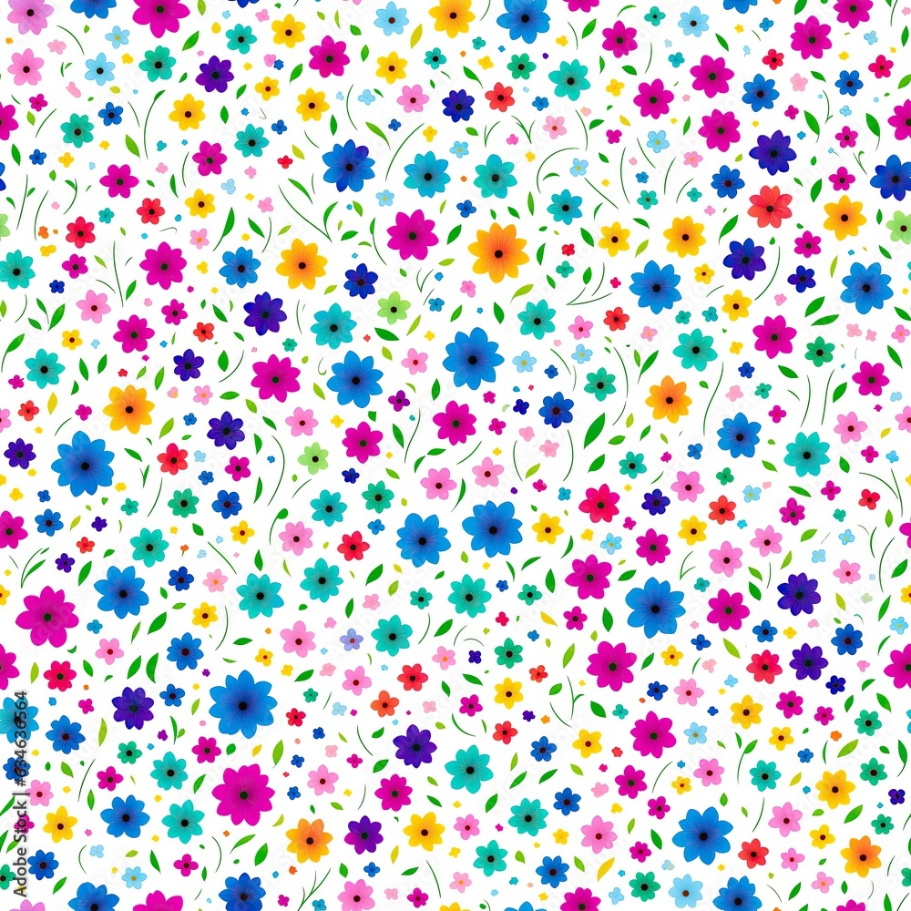 Seamless pattern of colored flowers. AI generated. Seamless pattern of colored flowers. AI generated.