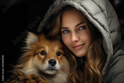 Person snuggled up with a pet on a comfortable couch S - stock photography concepts