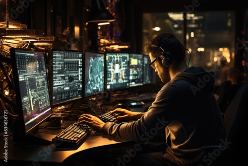 Programmer writing code on a computer screen - stock photography concepts