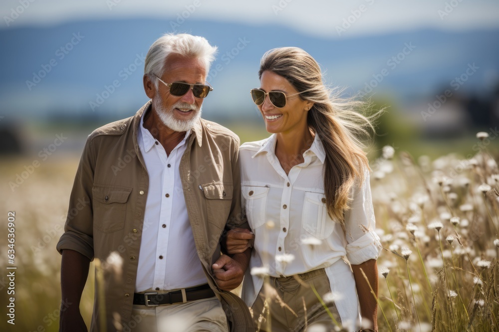 Senior couple enjoying a leisurely walk - stock photography concepts Senior couple enjoying a leisurely walk - stock photography concepts