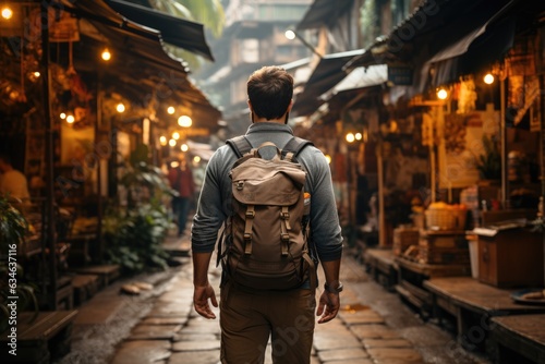 Traveler exploring a vibrant marketplace - stock photography concepts