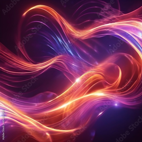 abstract background with glowing lines stars lights black holes in cosmic space and energy flow illustration