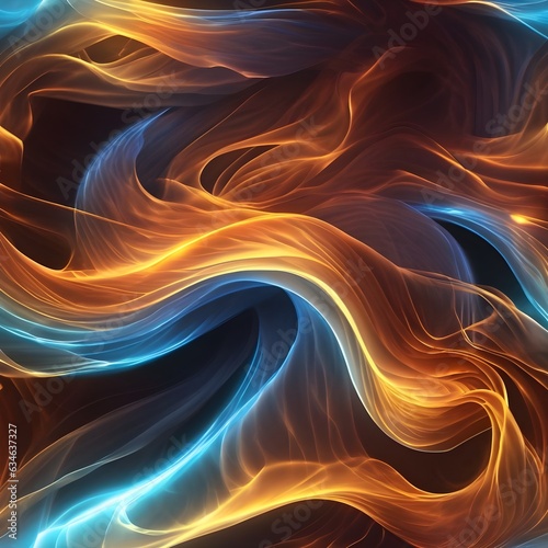 abstract background with glowing lines stars lights black holes in cosmic space and energy flow illustration
