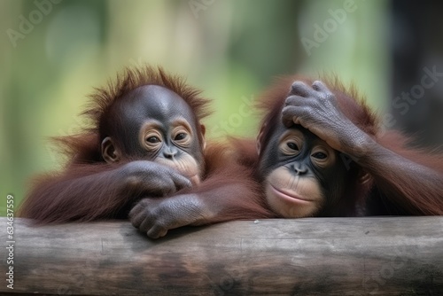 Orangutans animals. Generate Ai