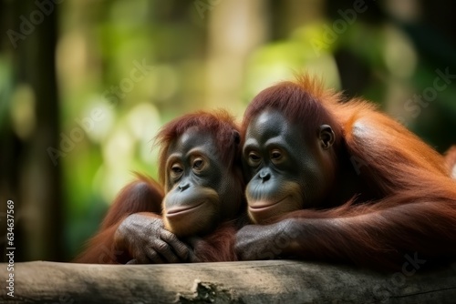 Orangutans animals nature. Generate Ai