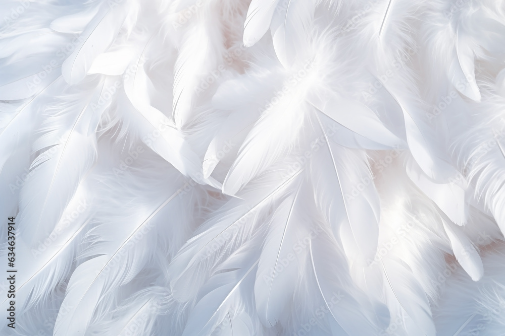Background with white soft feather texture, concept suitable for sleep and health. - obrazy, fototapety, plakaty 