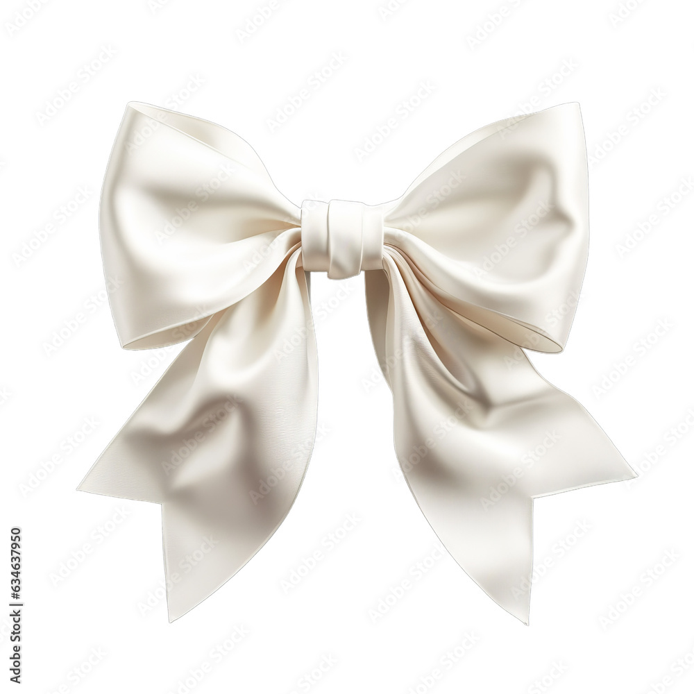 A perfect white bow on a distinct transparent white background A perfect white bow on a distinct transparent white background