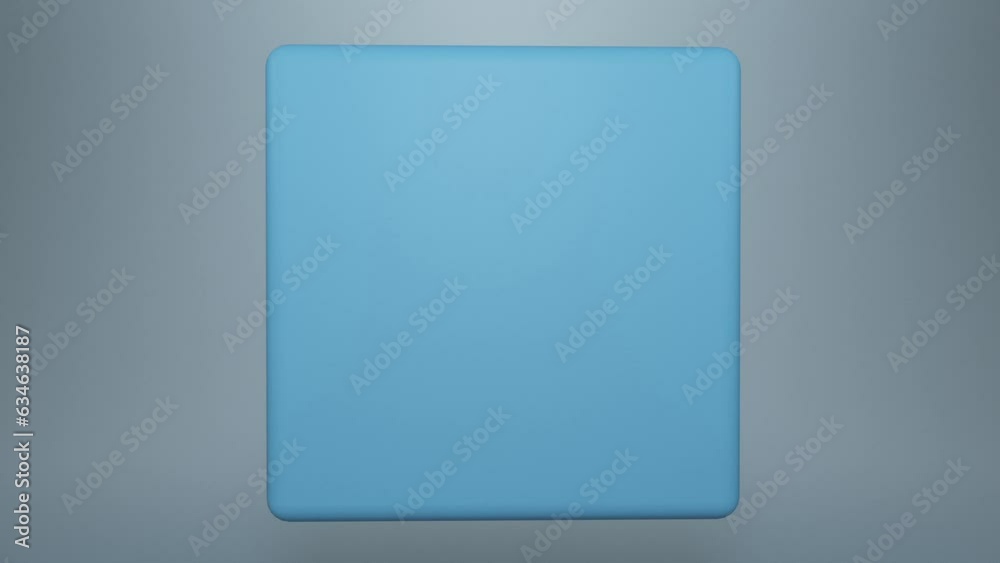 This is a stock motion graphic that shows the rotation of a 3D blue cube in a seamless loop.
