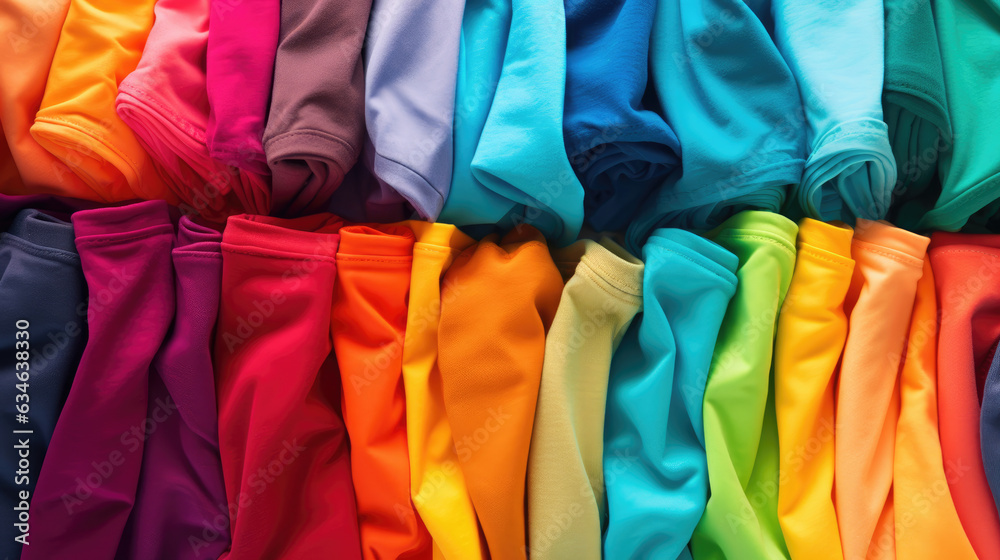 Stack of colorful t shirts with a clean background Stack of colorful t shirts with a clean background