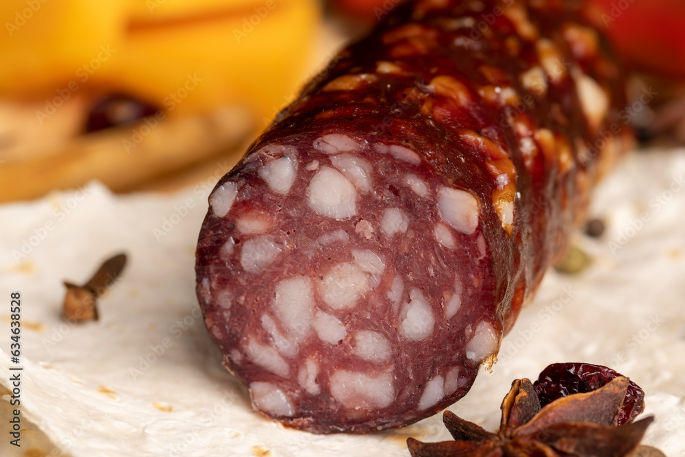 dried meat sausage with spices dried meat sausage with spices