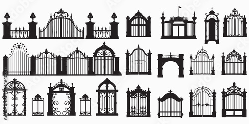 Set of silhouette Gate vector illustration