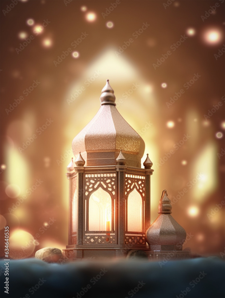 3D rendered Beautiful shining Islamic background with Islamic elements template - ai generative 3D rendered Beautiful shining Islamic background with Islamic elements template - ai generative