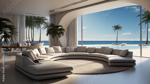 Luxury villa with terrace interior  amazing background