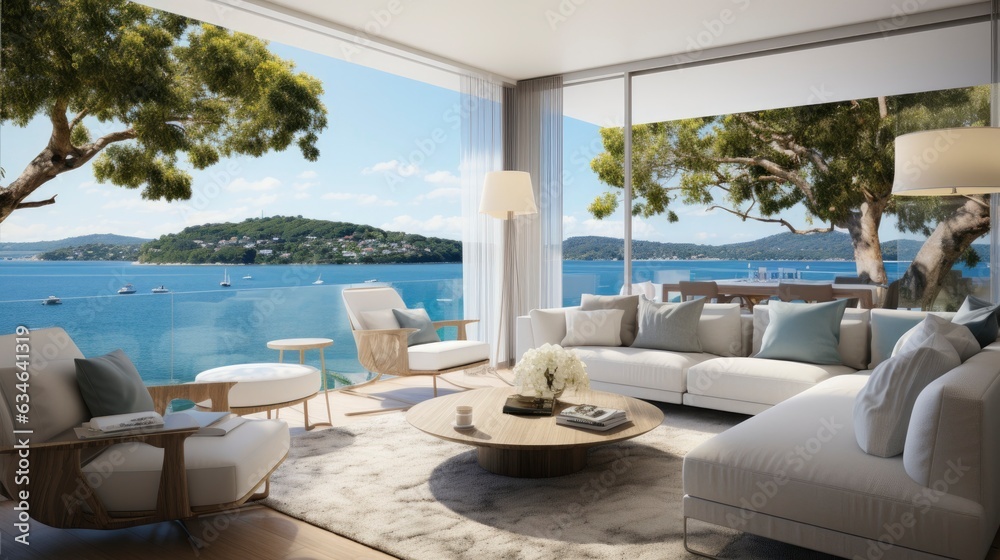 Luxury villa with terrace interior, amazing background