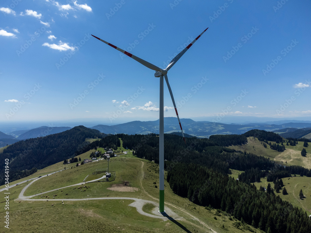 Wind turbine for energy production in Styria, Austria ( Sommeralm)
