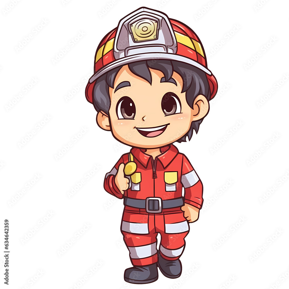 Cute Fireman Clipart Illustration Stock Illustration | Adobe Stock