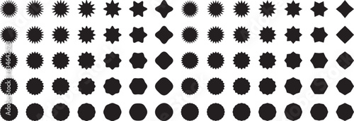 ジグザグ･ギザギザのラベルセット　ベクター　　黒　白黒　Set of vector starbursts. Collection of isolated labels.