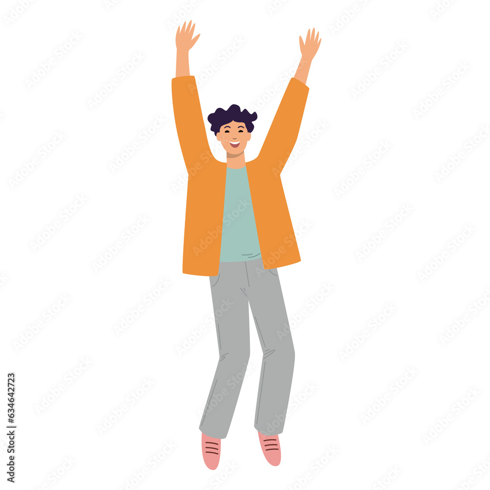 Happy jumping man. Flat Illustration on transparent background Happy jumping man. Flat Illustration on transparent background