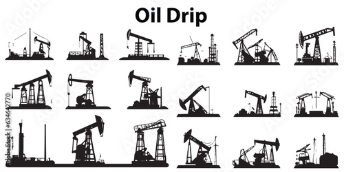 Oil Drip Machine Silhouette vector collection.