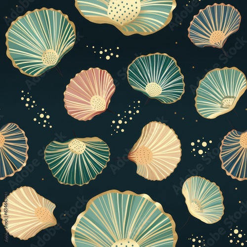 Shells seamless pattern. Generate Ai