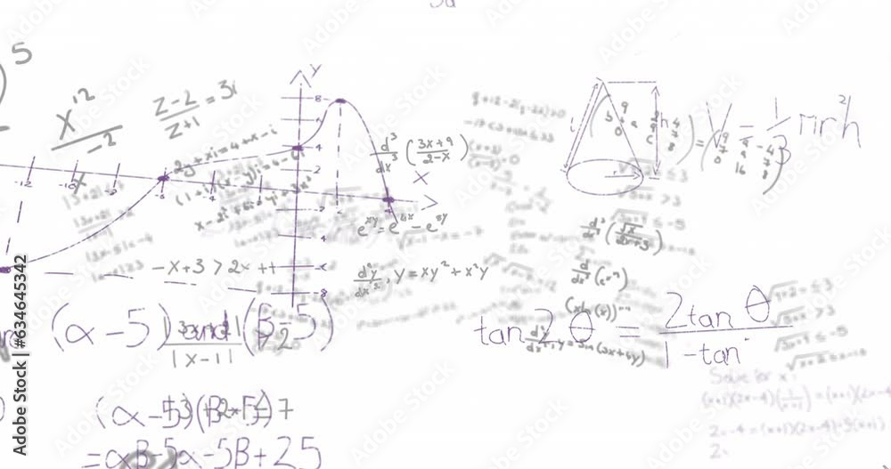 Animation of mathematical equations, diagrams and formulas floating ...