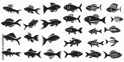 Set of Silhouette fish vector illustration