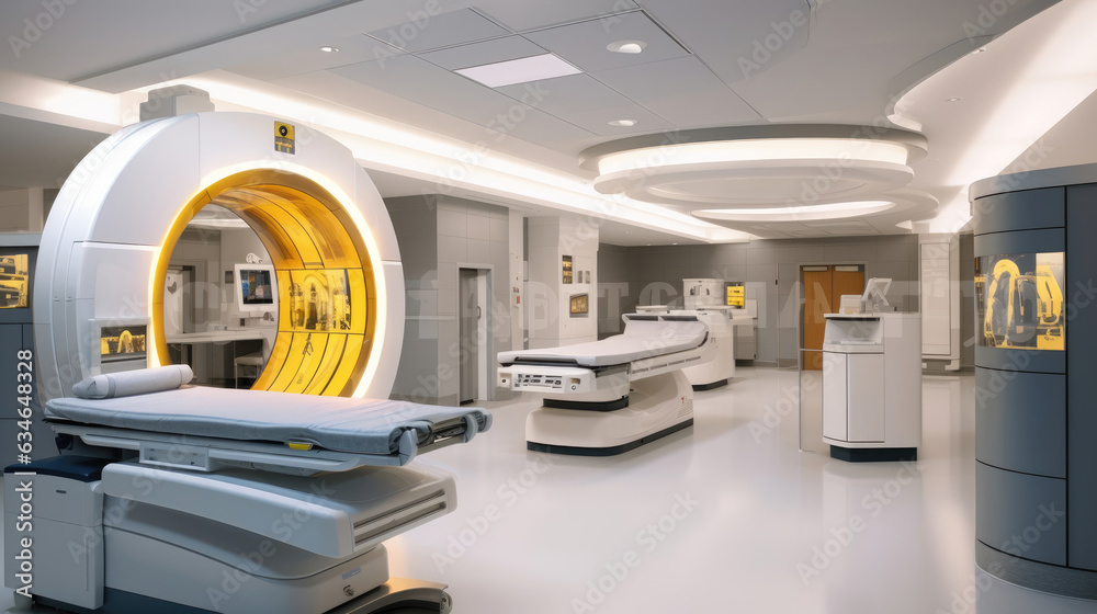 High-tech modern CT scan room in the modern hospital High-tech modern CT scan room in the modern hospital