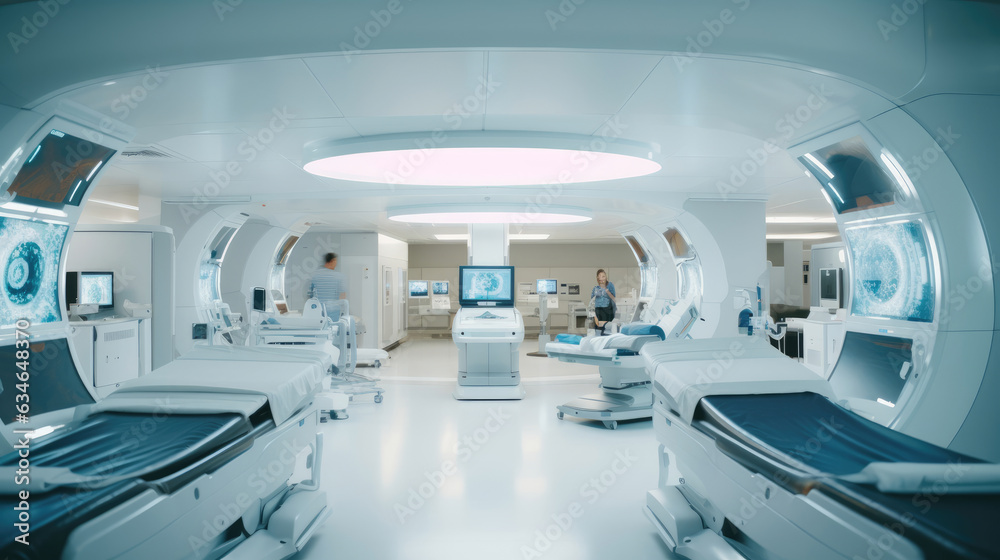 High-tech modern CT scan room in the modern hospital High-tech modern CT scan room in the modern hospital