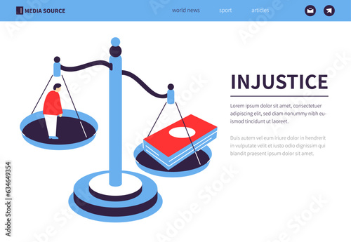 Injustice and Judgment - colorful flat design style banner