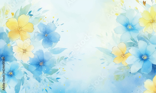VECTOR floral background, template for design, yellow and blue colors