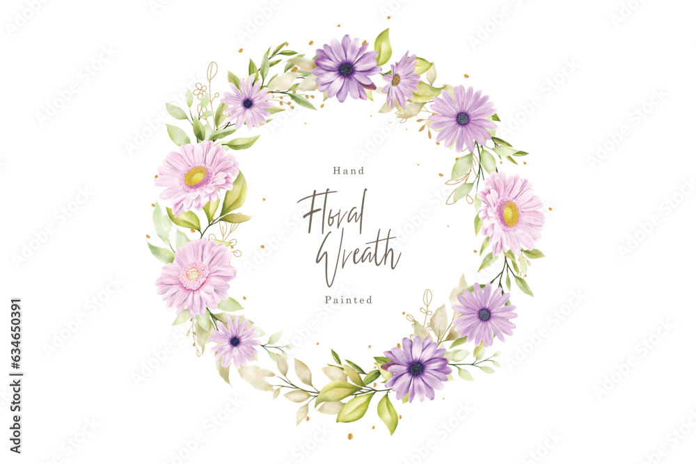 watercolor floral daisy wreath illustration