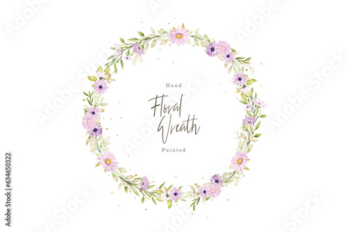 watercolor floral daisy wreath illustration