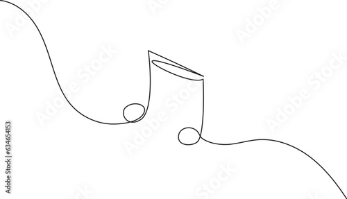 continuous single line drawing of musical notes, abstract sheet music line art vector illustration