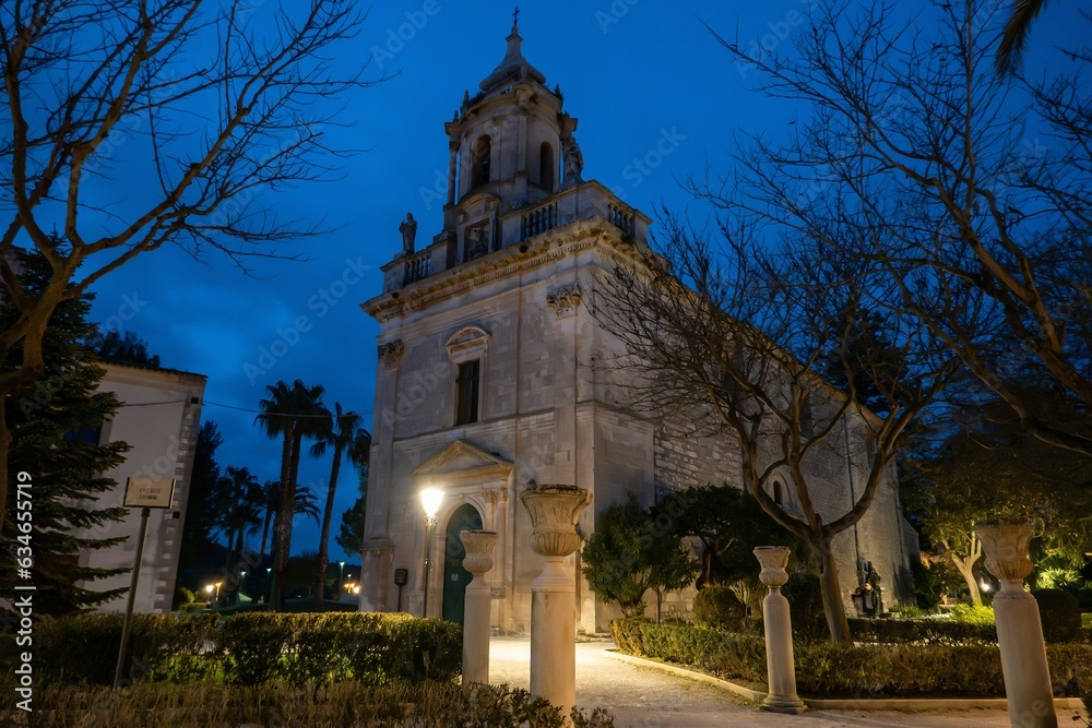 Church of San Giacomo in Ragusa, Sicily, Italy at night