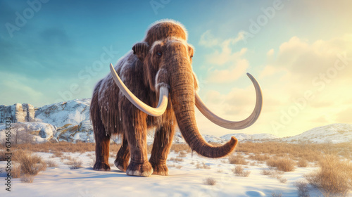 A prehistoric mammoth in ice age. elephant mammoth. Generative Ai © tong2530