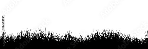 Black border silhouette uneven grass repeat. Vector