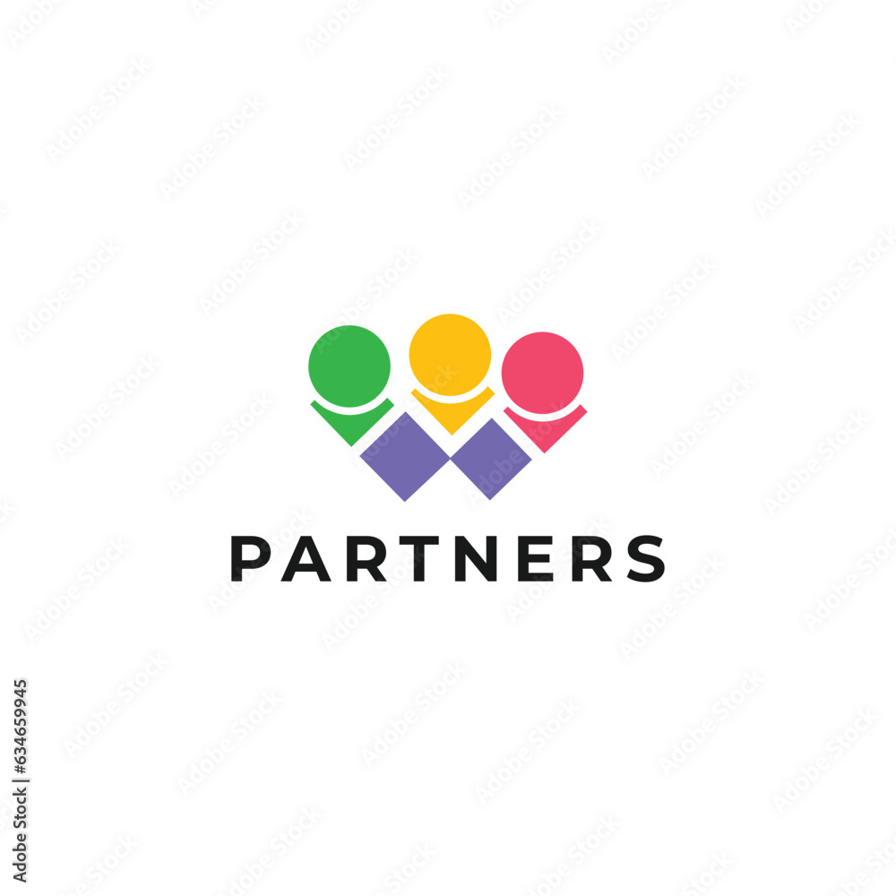 Creative three people icon. Community, partners,Flat Vector Logo Design Template Element