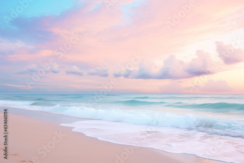 A pastel-colored beach sunset, evoking a serene and calming love background Generative AI