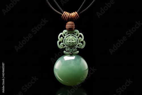 A serene jade pendant, suspended from delicate silk, resonates with purity, harmony, and the subtle elegance of Eastern aesthetics