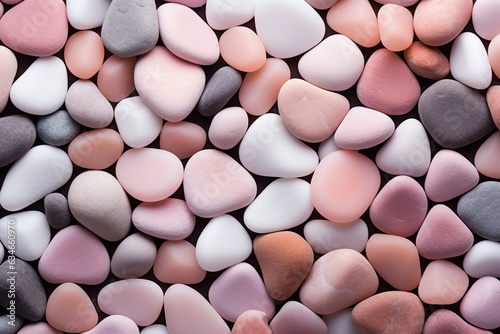 Soft pastel pebbles or stones arranged in a pattern, creating a natural and calming love background Generative AI