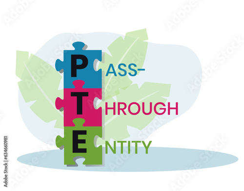 PTE, Pass-Through Entity acronym. Concept with keywords, people and icons. Flat vector illustration. Isolated on white background.