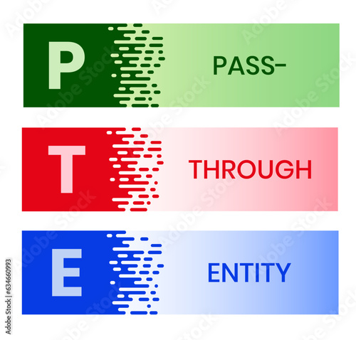 PTE, Pass-Through Entity acronym. Concept with keywords, people and icons. Flat vector illustration. Isolated on white background.
