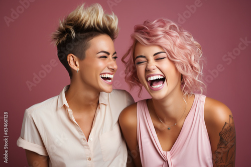 Two laughing women. Generative Ai