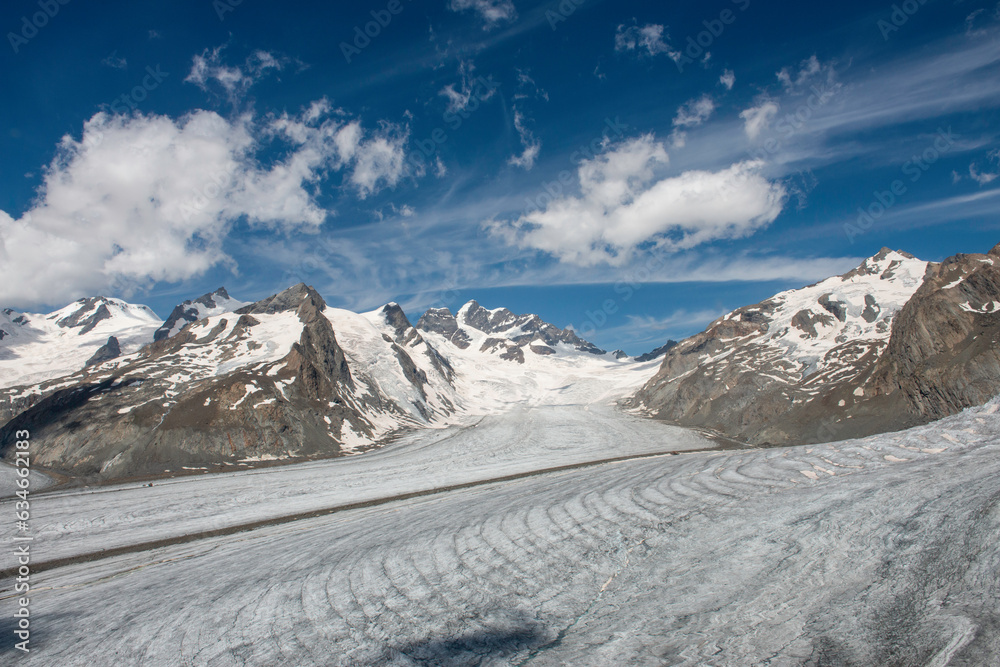 Glacier in Swiss Alps in summer