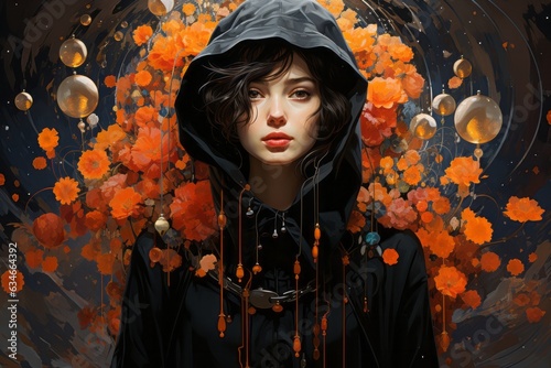 Portrait of a woman with colorful background