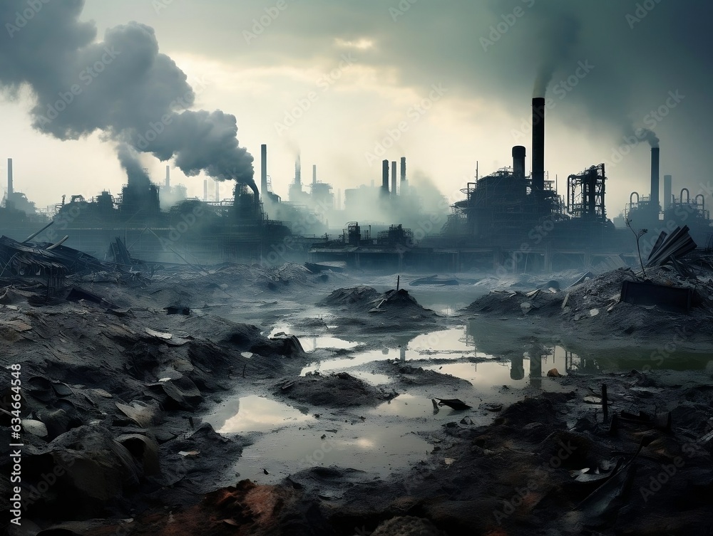 Contamination and global pollution concept. Climate change and ecology problems. Generative AI