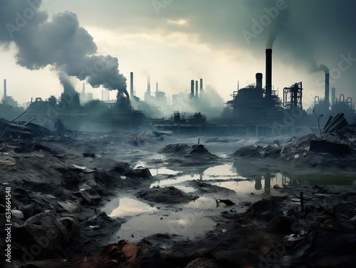 Contamination and global pollution concept. Climate change and ecology problems. Generative AI