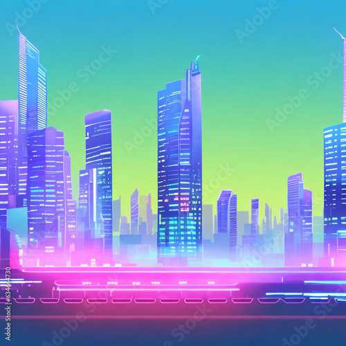 city skyline in the night  Generative AI