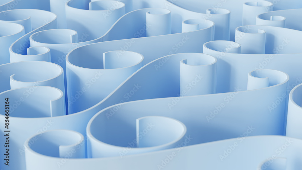 Fototapeta premium Navigate the Enigmatic: Blue Rounded Maze 3D Background Artistic Complexity, 3D render